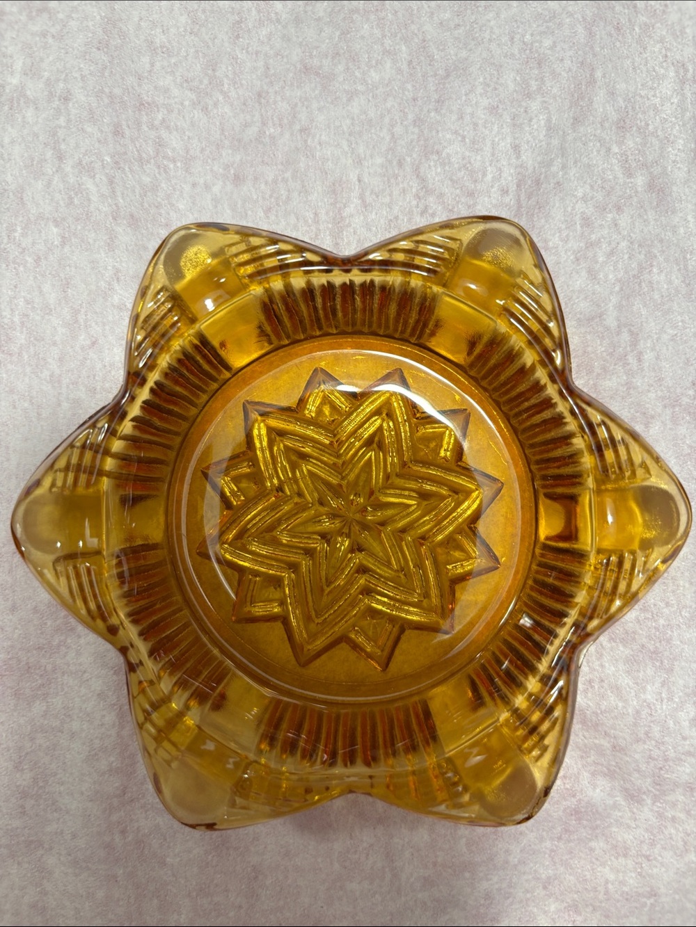 Vintage Glass Ashtray Amber Stardust